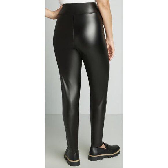 MODCLOTH Keen on Sheen Faux Vegan Leather Leggings in Black Goth - Size L NWT - Picture 2 of 14